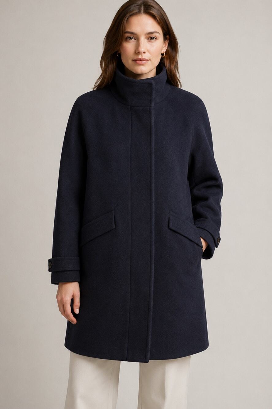 J.Crew Cocoon Coat Italian Stadium Cloth Nello Gori Wool Blend Black Size 8